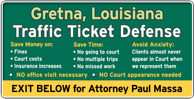 Gretna Traffic and Speeding Ticket Lawyer Paul Massa graphic